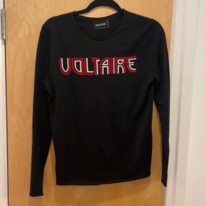Zadig & Voltaire Merino Wool Black and Red logo sweater